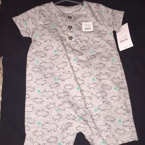 Baby Rhino Gray Onesie